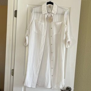 NWT $168 Organic Cotton Button-Up Shirt Dress
